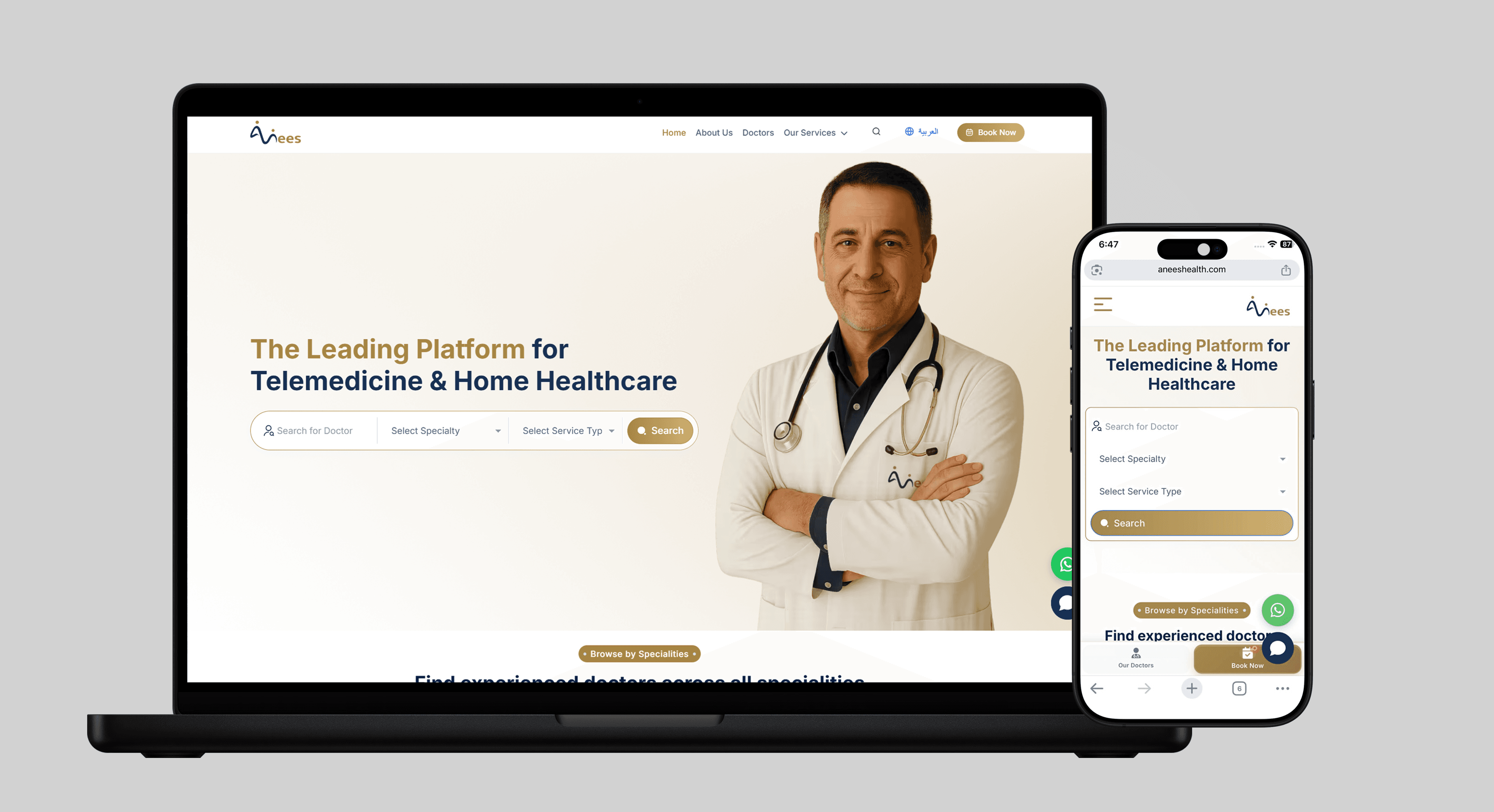 Anees Health platform landing page
